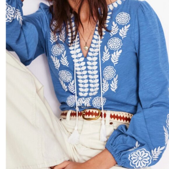 Nia Embroidered Top-Blue River - Picture 1 of 6